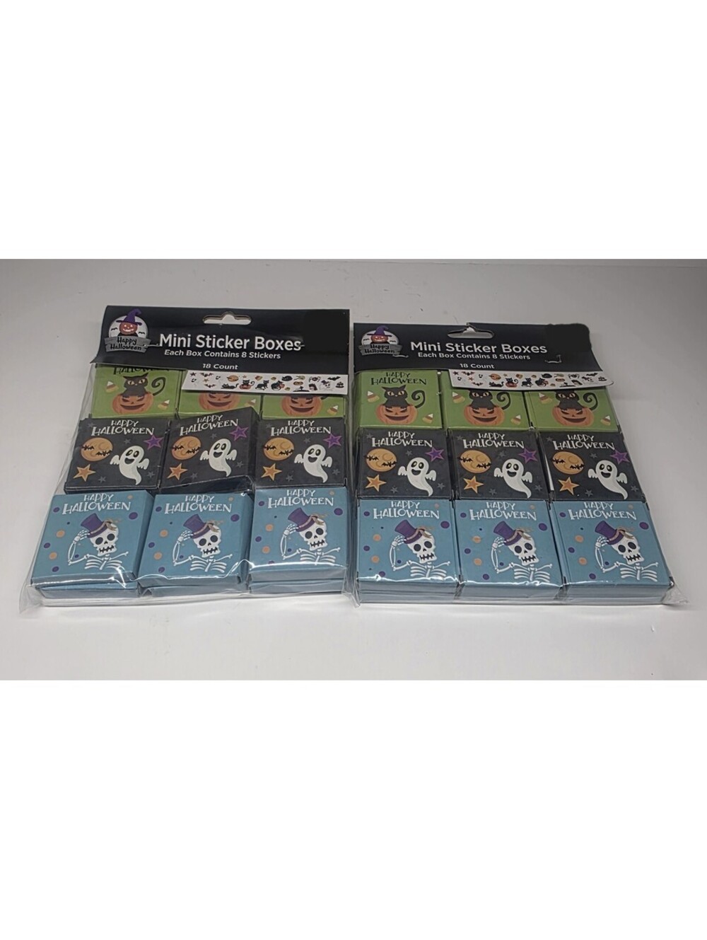 Mini Sticker Boxes Halloween great for parties 2 Packs Of 18 Boxes